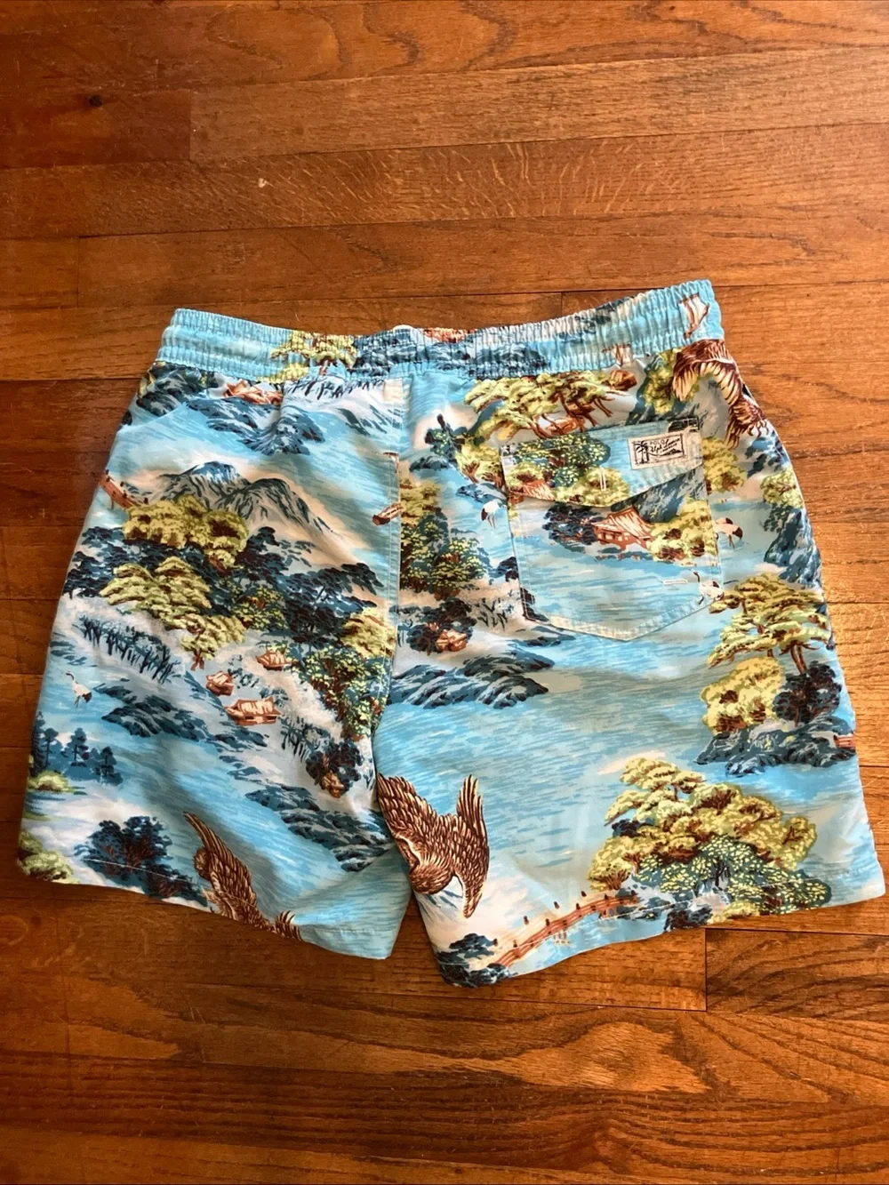 Polo Ralph Lauren Eagle / Island Landscape Swim Trunks Mens Medium